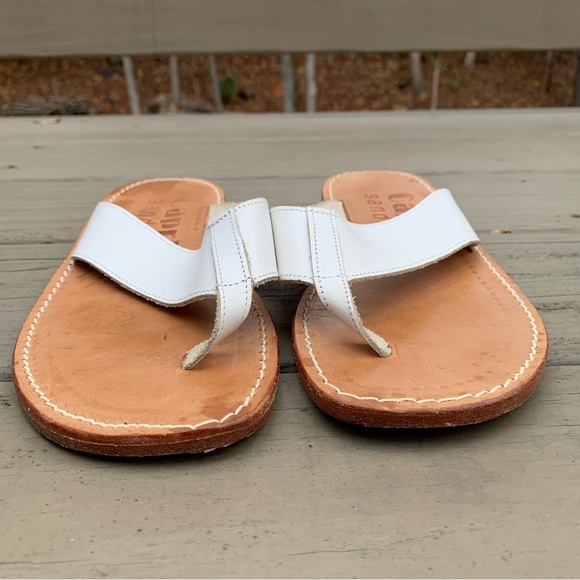 Capri Sandals white leather thong flip flops sandals made in Capri Italy size 9 - Picture 2 of 12